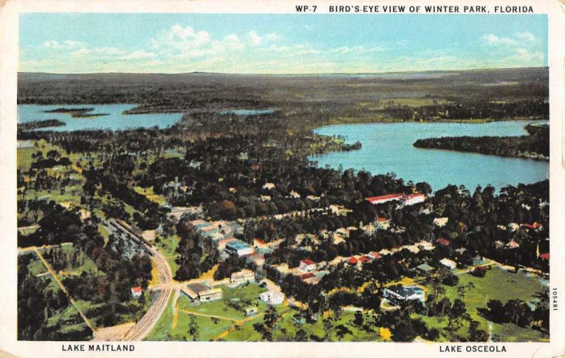 Winter Park Florida Birds Eye View Vintage Postcard AA22016 