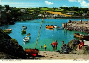 Cornwall, UK England  COVERACK HARBOUR  Boats~Children Swimming  4X6 Postcard