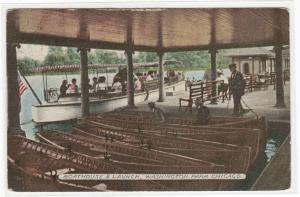 Boathouse Launch Boat Washington Park Chicago Illinois 1916 postcard