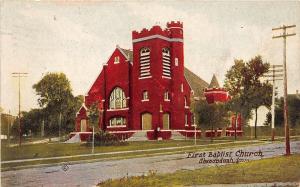 A66/ Shenandoah Iowa Ia Postcard 1911 First Baptist Church Building