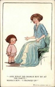 G.G. Wiederseim Little Boy Tells Mom He Threw Up Comic c1910 Vintage Postcard