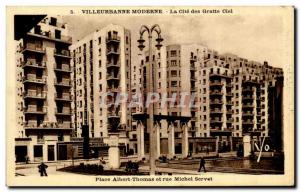 Old Postcard La Cite des Villeurbanne Modern Sky scraper place Albert Thomas ...