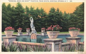 Vintage Postcard Morning Noon & Night Fountain Trask Estate Saratoga Springs NY