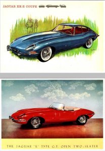 2~4X6 Modern Auto/Car Postcards  JAGUAR XK-E COUPE & E~TYPE GT CONVERTIBLE