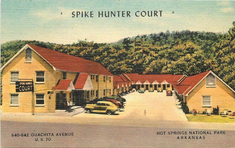 1940s Spike Hunter Court roadside MWM linen postcard 12155