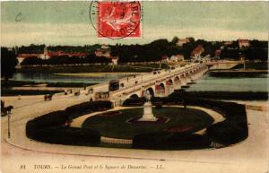 CPA TOURS - Le Grand Pont et le Square de Descartes (589803)