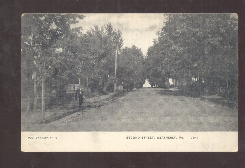 WEATHERLY PENNSYLVANIA SECOND STREET SCENE FRANK WHITE VINTAGE POSTCARD 1908