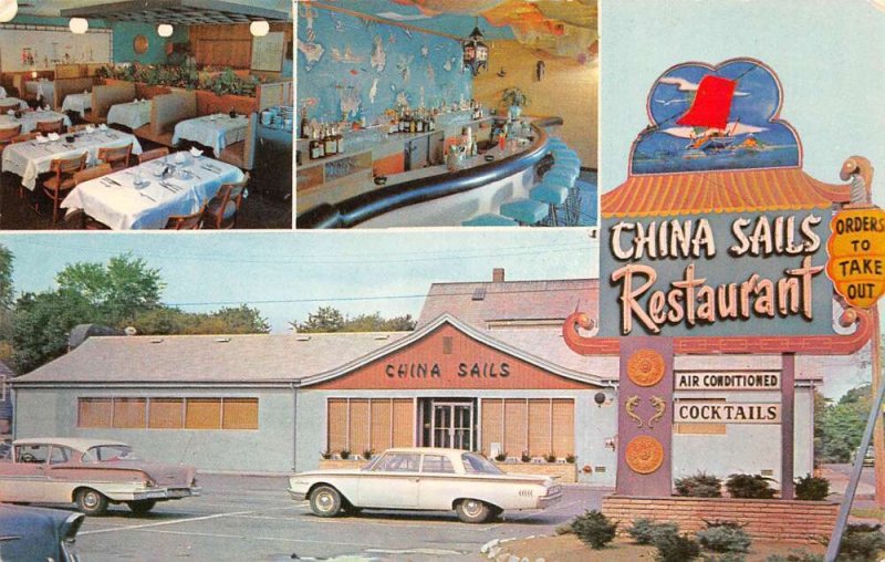 Salem Massachusetts Dave Wong's China Sails Restaurant Vintage Postcard AA65449 