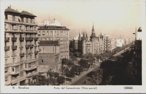 Spain Barcelona Avenida Del Generalissimo Vista Parcial Vintage RPPC C144