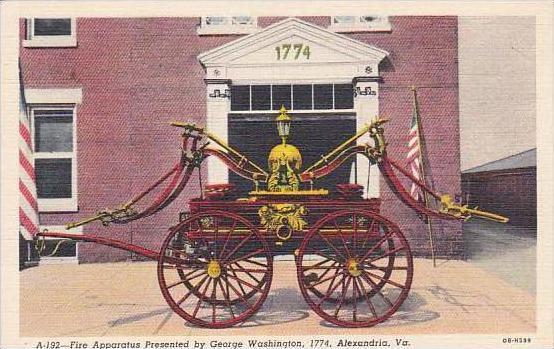 Virginia Alexandria Fire Apparatus Presented By George washington 1774