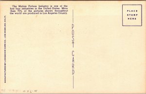 Vtg 1930's Warner Brothers Movie Studios Burbank California CA Linen Postcard