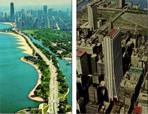 2~Postcards Chicago, IL Illinois NORTH OUTER DRIVE~SKYLINE & FIRST NATIONAL BANK