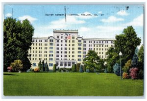 1940 Oliver General Hospital Exterior Augusta Georgia GA Posted Trees Postcard