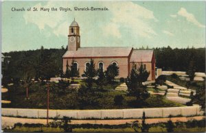 Bermuda Church Of St Mary the Virgin Warwick Bermuda Vintage Postcard C279