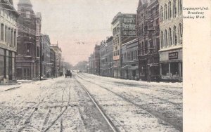 Logansport Indiana Broadway, Looking West The Busy Beehive Dry Goods PC U2670