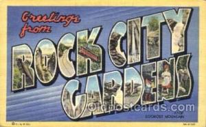 Greetings From Rock City Gardens, USA Large Letter Town Unused very light cre...