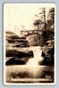 RPPC of Hocking County OH-Ohio, Upper Falls, Old Mans Cave, c1939 Postcard