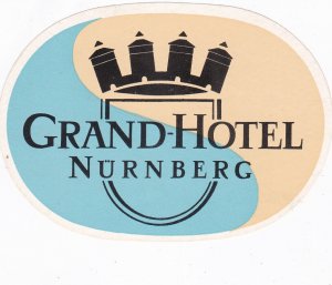 Germany Nuernberg Grand Hotel Blue Vintage Luggage Label sk2071