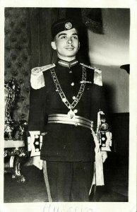 King Hussein bin Talal of Jordan in Royal Ceremonial Dress (1952) RPPC Postcard