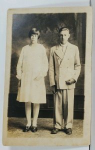 RPPC Brother & Sister Posing for Photo  c1910 Postcard L17