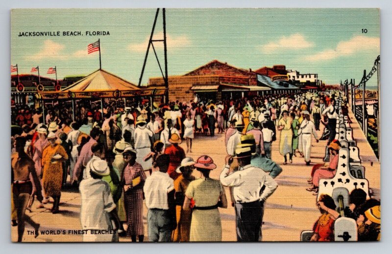 Jacksonville Beach People Florida Vintage Unposted Linen