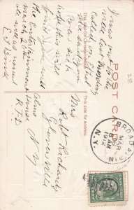 J79/ St Patrick's Day Holiday Postcard c1910 Man Flag Clock 52