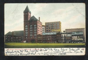 CHICAGO ILLINOIS CENTRAL RAILROAD DEPOT TRAIN STATION 1908 VINTAGE POSTCARD