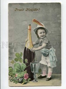 3036359 Funny Little Girl w/ Champagne. Vintage PC