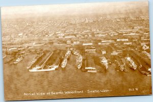 postcard rppc - Aerial View of Seattle Waterfront