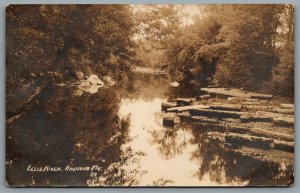 Postcard RPPC c1917 Andover ME Ellis River Logs Oxford County