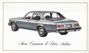 1976 Chevrolet Nova Concours 4 Door Sedan Car Advertising Card