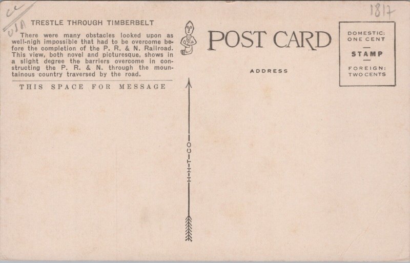 Trestle Thru Timberbelt Oregon Train Vintage Postcard C118