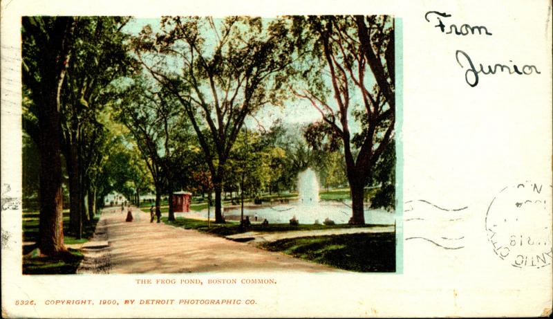 BOSTON MA, LOT OF 2! Tremont St Common, Frog Pond, 1900 Vintage Postcards MA8061