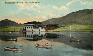 BUTTE MT Clearmont on the Lakes Canoes Canoeing Silver Bow County Postcard 1910s