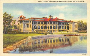 Detroit Michigan 1940s Postcard Casino and Lagoon Belle Isle Park