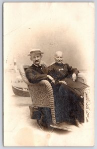 Two Old Men Sitting On Chair Photograph Souvenir Card Postcard