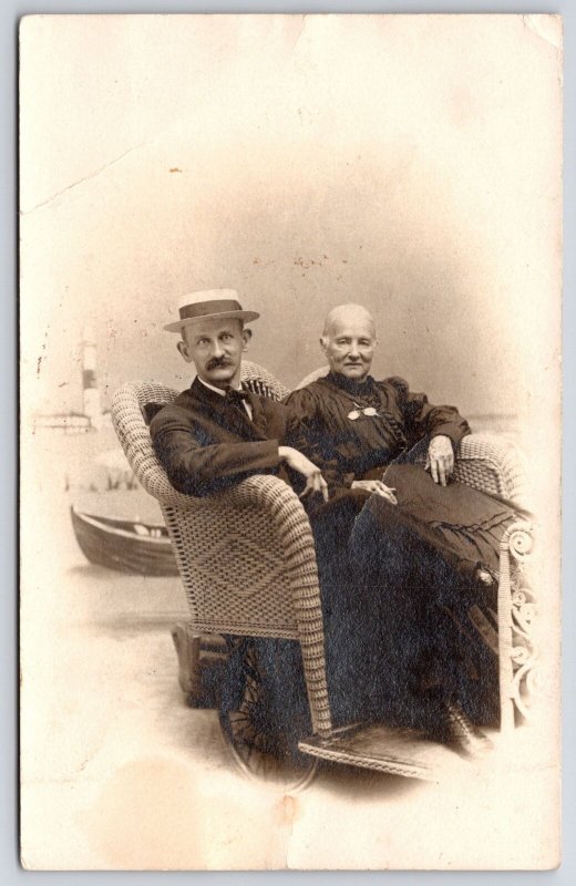 Two Old Men Sitting On Chair Photograph Souvenir Card Postcard