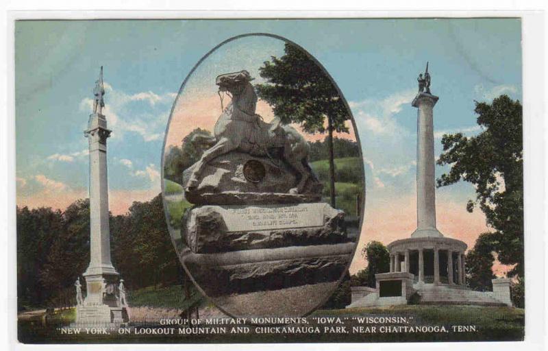 Civil War Monuments Iowa Wisconsin New York Chickamauga Chattanooga TN postcard