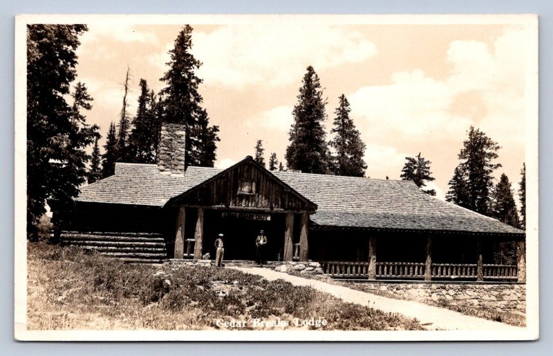 J95/ Brian Head Utah RPPC Postcard c1910 Cedar Breaks Lodge Men 72