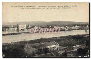 Old Postcard Tarascon General view the suspended bridge over the Rhone Old Ch...