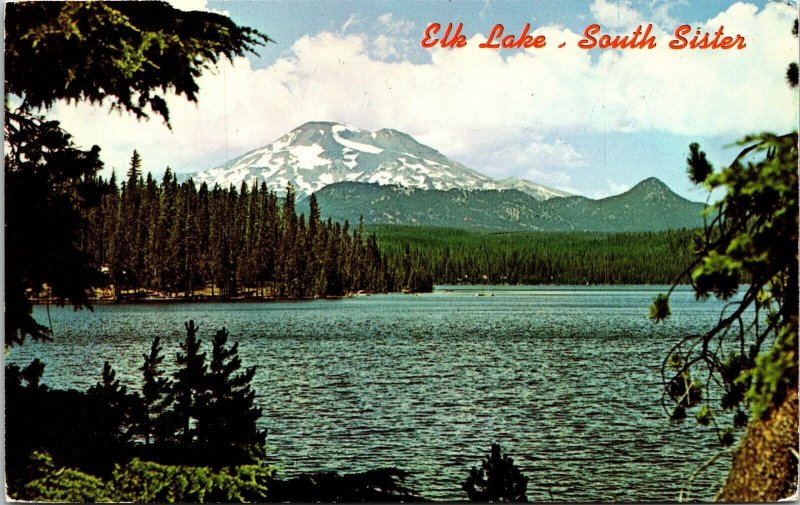 Elk Lake South Sister Mountains N Century Dr Bend Oregon OR Postcard VTG UNP 