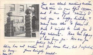 Chicago Illinois 1908 Postcard Entrance To Chicago Commons Apartment Building
