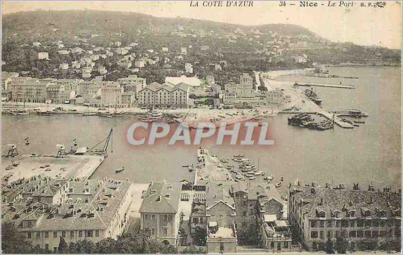 Old Postcard The Port Nice Riviera