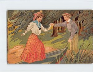 Postcard Love/Romance Greeting Card with Lovers Art Print