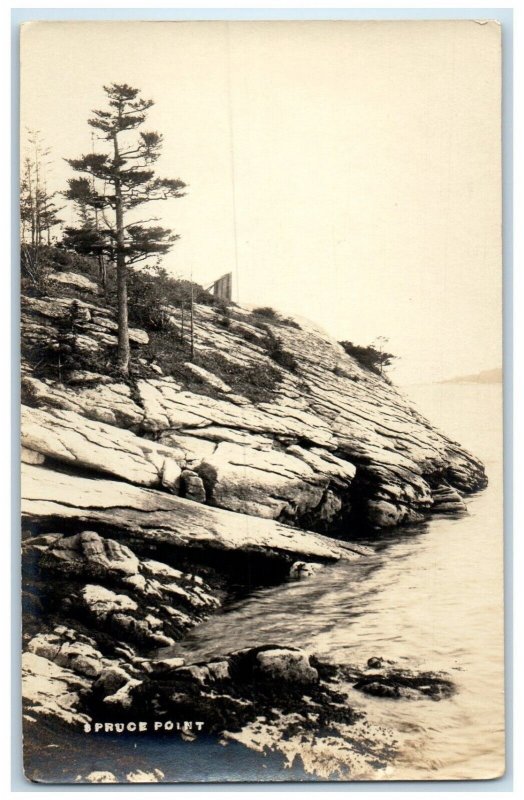 c1910's View Of Spruce Point Boothbay Harbor Maine ME RPPC Photo Postcard