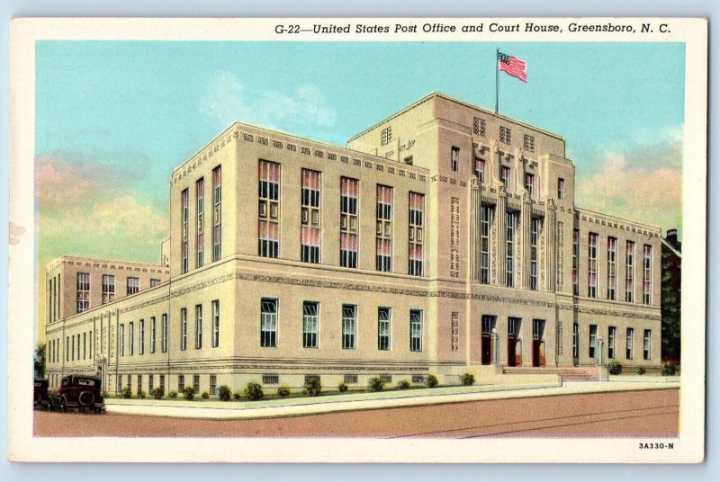 Greensboro North Carolina NC Postcard United States Post Office And Court House