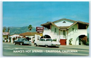 CALISTOGA, CA ~ Roadside NANCE'S HOT SPRINGS c1950s Cars Napa County Postcard