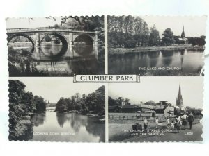 Clumber Park Nottinghamshire Vtg RP  Postcard Church Tea Gardens Stable Clock