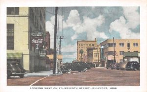Gulfport Mississippi 14th Street Coke Sign Vintage Postcard AA108689