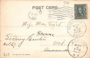 Syracuse New York~Clinton Square~Ships on Canal @ Bridge~1904 B&W Postcard